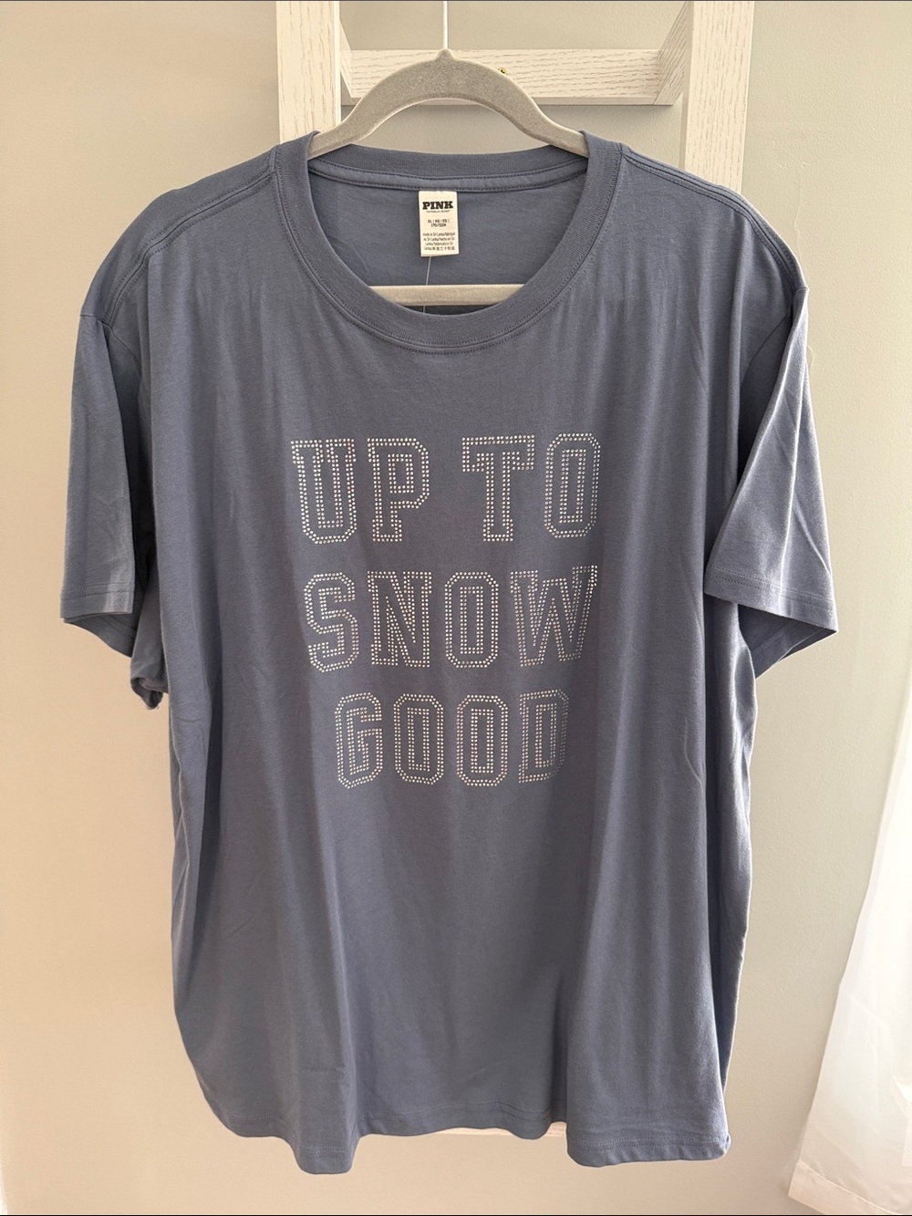 PINK Victoria's Secret Graphic Tee - 'UP TO SNOW GOOD'